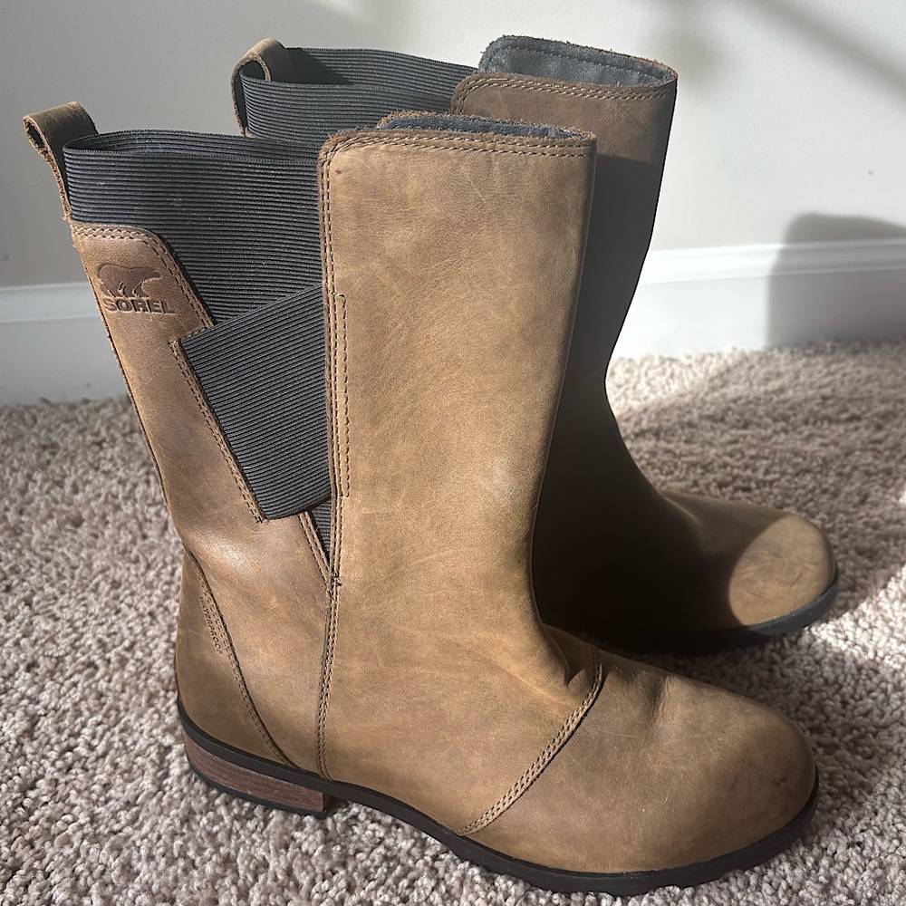 Excellent Condition Sorel Emelie Mid Calf Waterproof Leather Boots